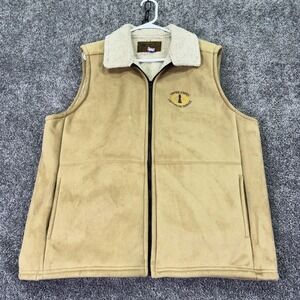 Bear Ridge Vest Mens XL Beige Sherpa Lined Fleece Full Zip Lighthouse Made USA